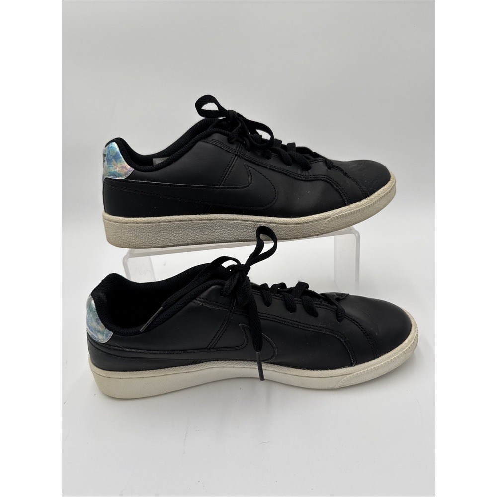 Nike Court Royale 74 Black Sneakers With Iridescent Back Women Sz-10, 749867-003